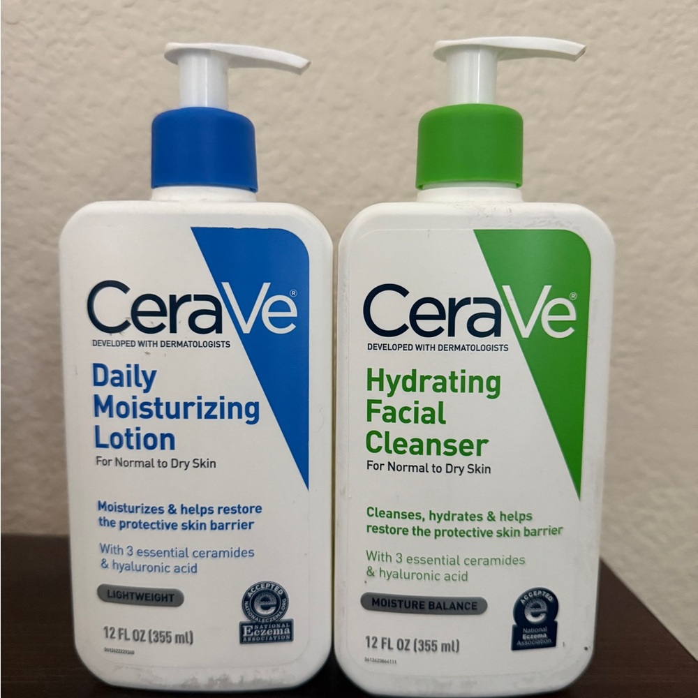 Cerave Hydrating Facial Cleanser and Cerave Daily Moisturizing Lotion
